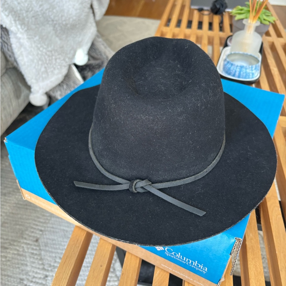 black brixton wide brim hat